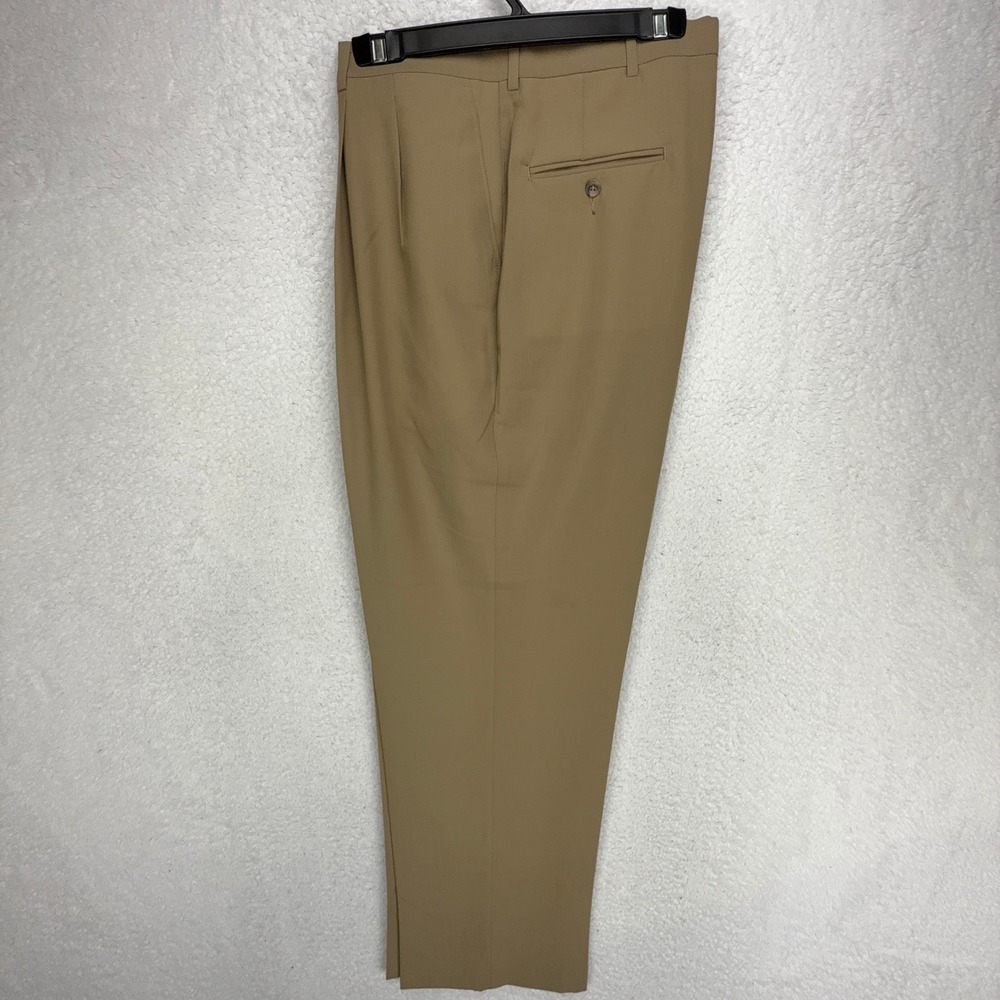 Haggar Wrinkle-Free Pleated Dress Pants Mens 42x32 Khaki Tan Brown NWT - Picture 3 of 5